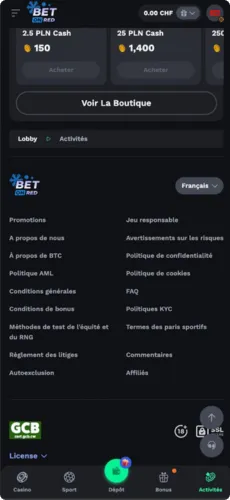 Paiements BetOnRed