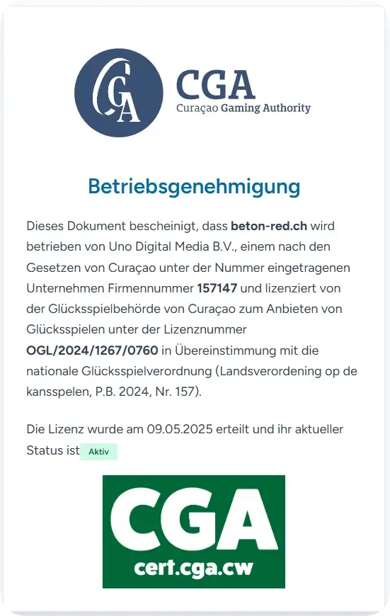 Rechtslizenz betonred dokument